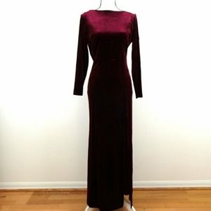Rebecca B Velvet Evening Dress Gown Women's 6 Red Draped Back